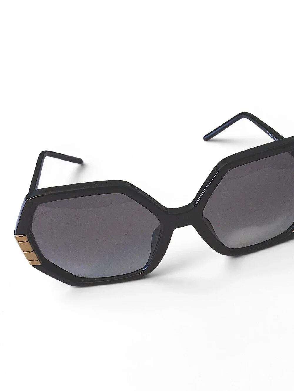 Tory Burch TY9062U Geometric Oversized Sunglasses Black & Gold w/ Case